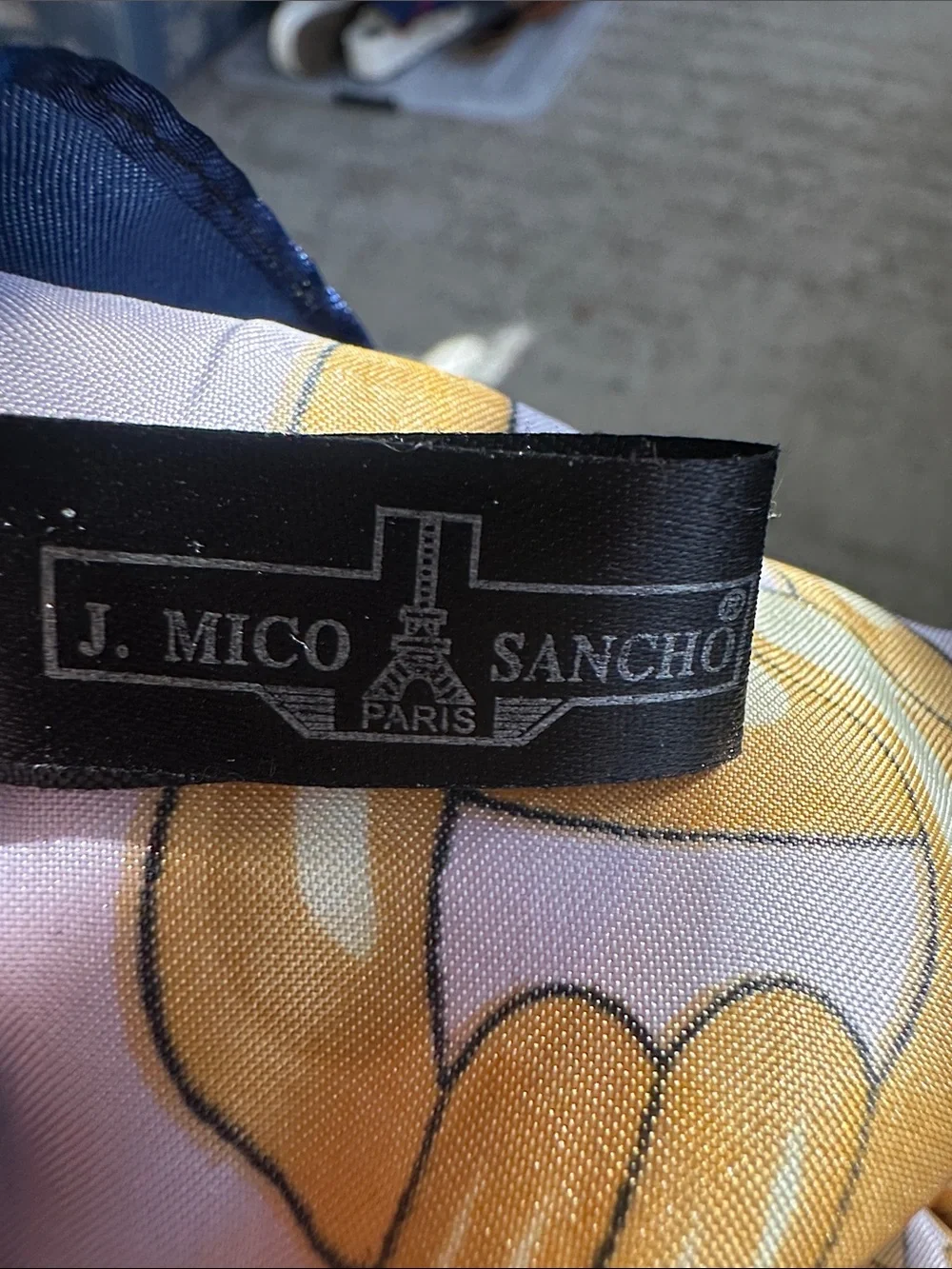 J. Mico Sancho Paris VTG Silky Souvenir Square Graphic Scarf